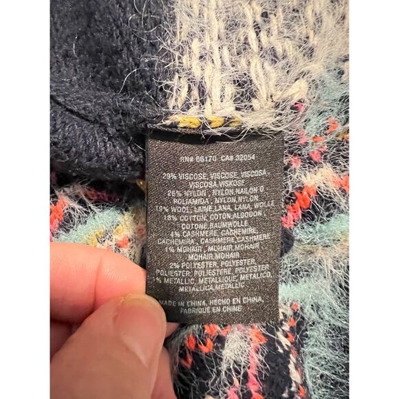 Anthropologie Sleeping on Snow EUC Multi Kimono Fair Isle Wrap Sweater M/L - Picture 5 of 10